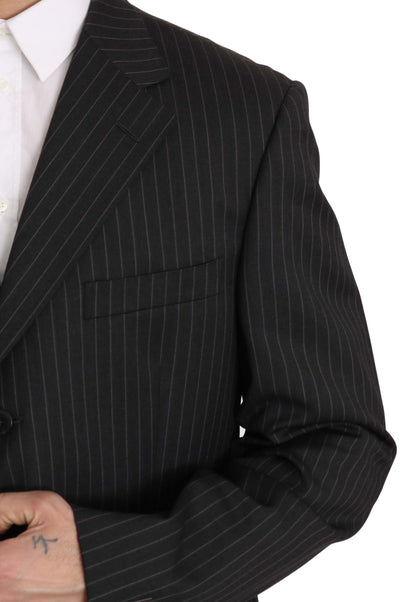 Z ZEGNA Élégant costume en laine à rayures noires