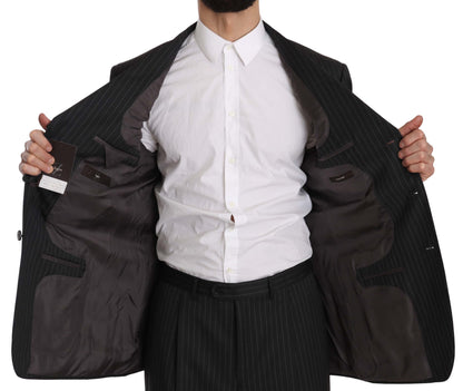 Z ZEGNA Élégant costume en laine à rayures noires