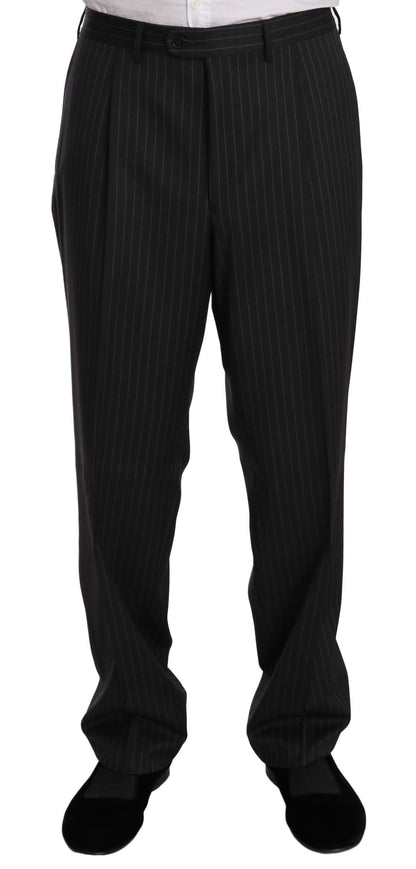 Z ZEGNA Élégant costume en laine à rayures noires