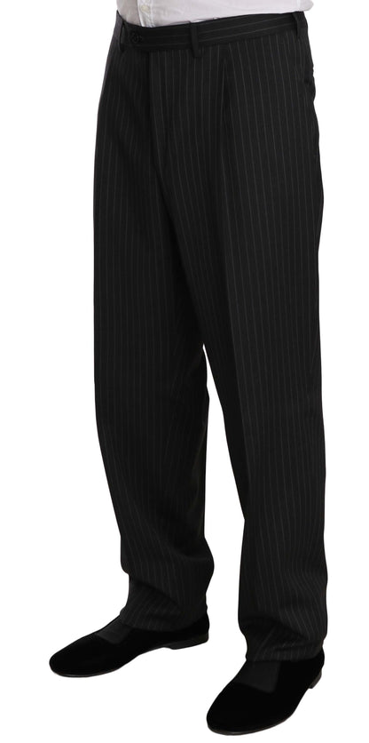 Z ZEGNA Élégant costume en laine à rayures noires