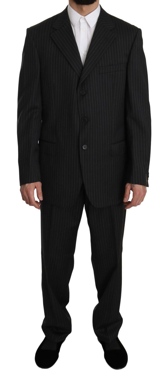 Z ZEGNA Élégant costume en laine à rayures noires