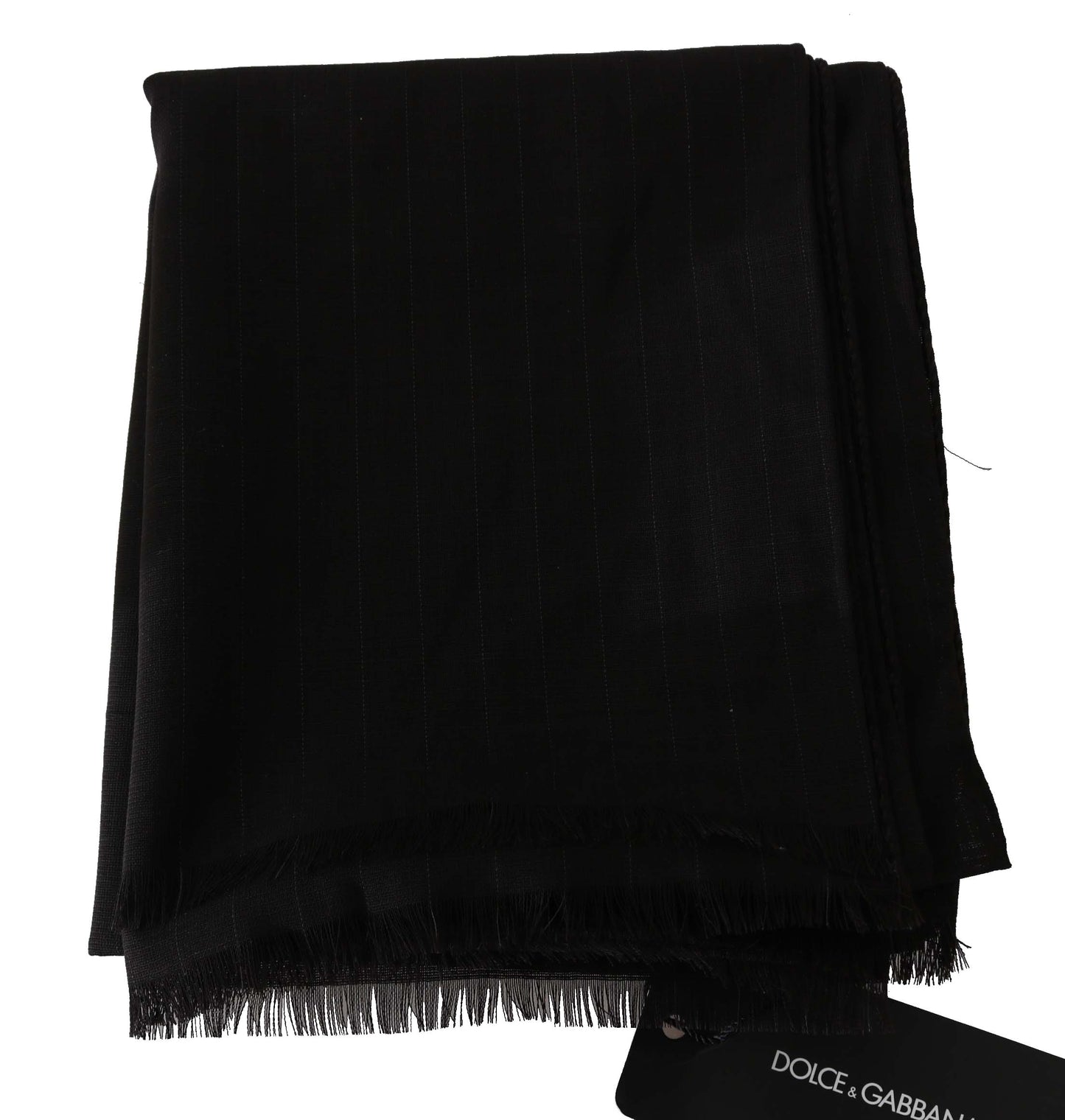 Dolce &amp; Gabbana Brown Virgin Wool Striped Pattern Wrap Scarf