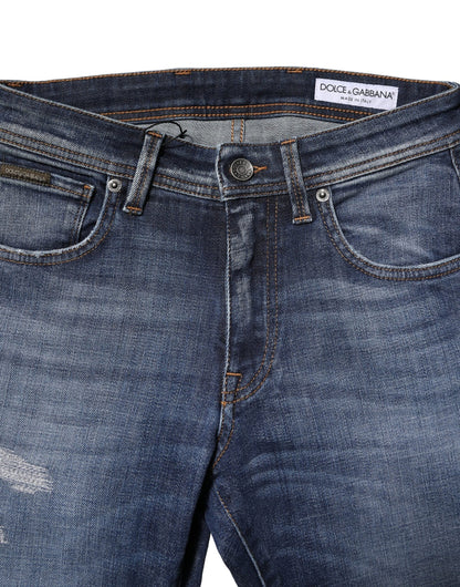 Jean slim en coton délavé bleu Dolce &amp; Gabbana pour homme