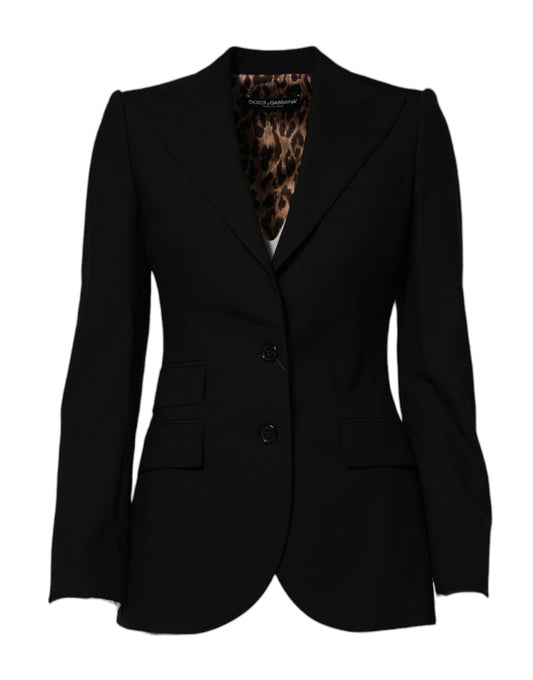 Dolce &amp; Gabbana Black Wool Single Breasted Coat Jacket