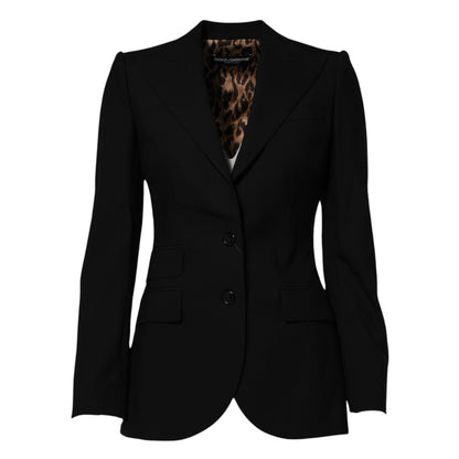 Dolce &amp; Gabbana Black Wool Single Breasted Coat Jacket