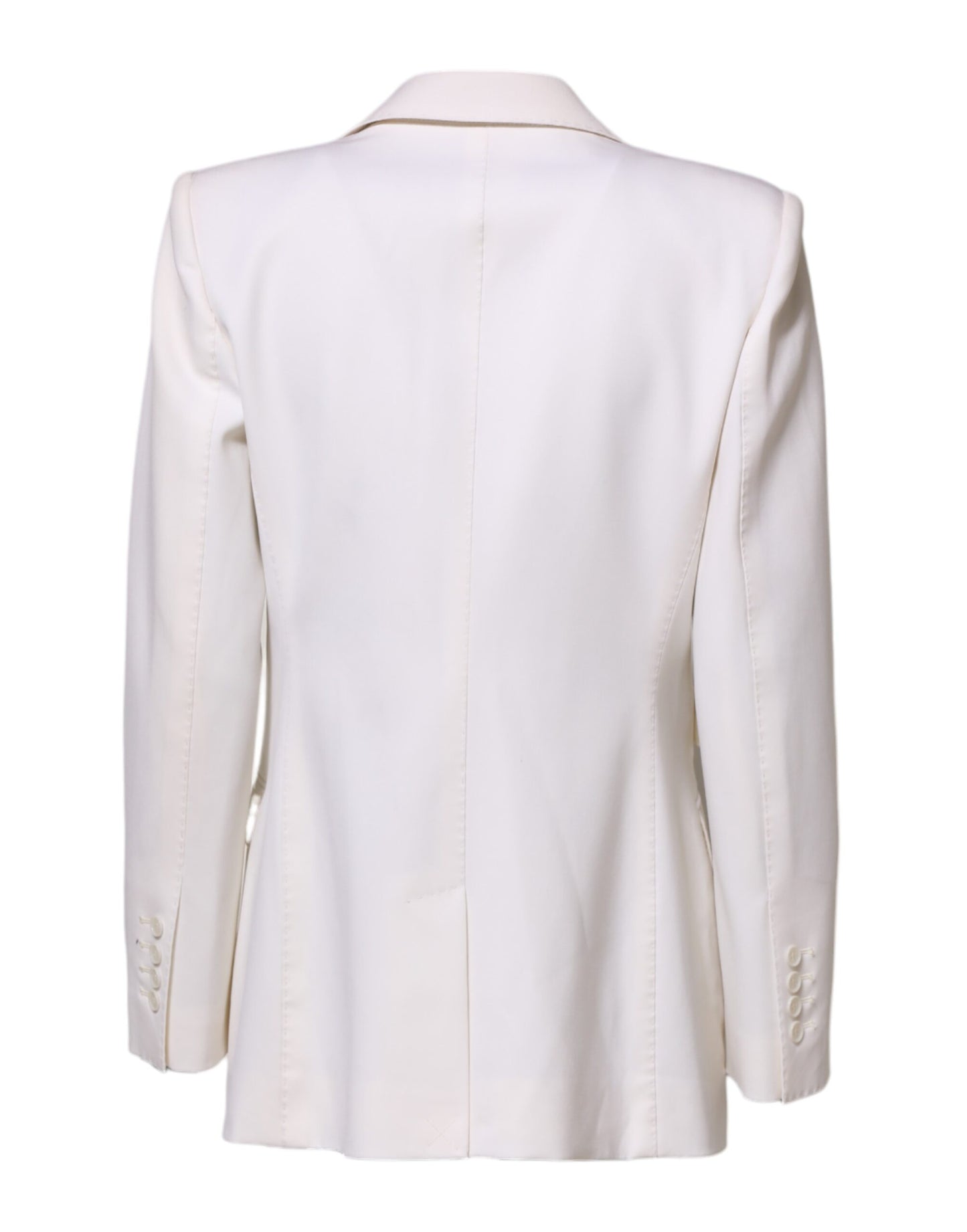 Dolce &amp; Gabbana White Wool Single Breasted Women Coat Jacket