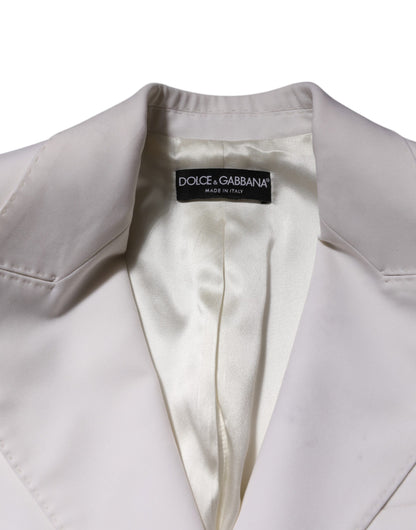 Dolce &amp; Gabbana White Wool Single Breasted Women Coat Jacket