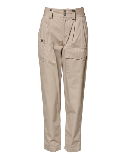 Dolce &amp; Gabbana Beige Cotton High Waisted Pants