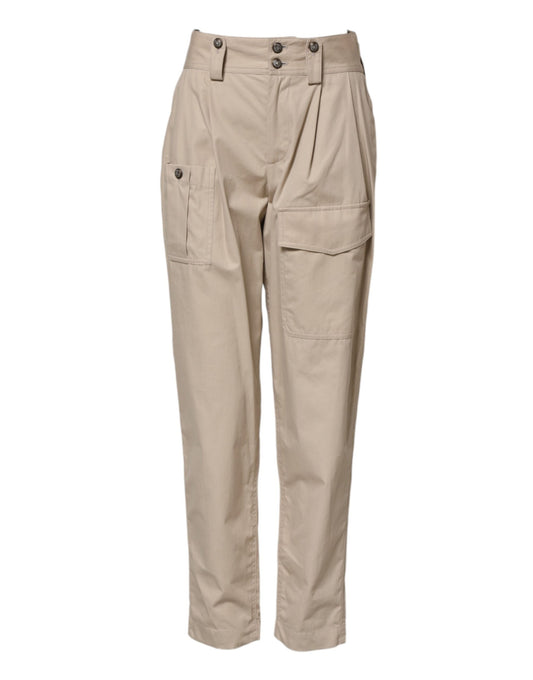 Dolce &amp; Gabbana Beige Cotton High Waisted Pants