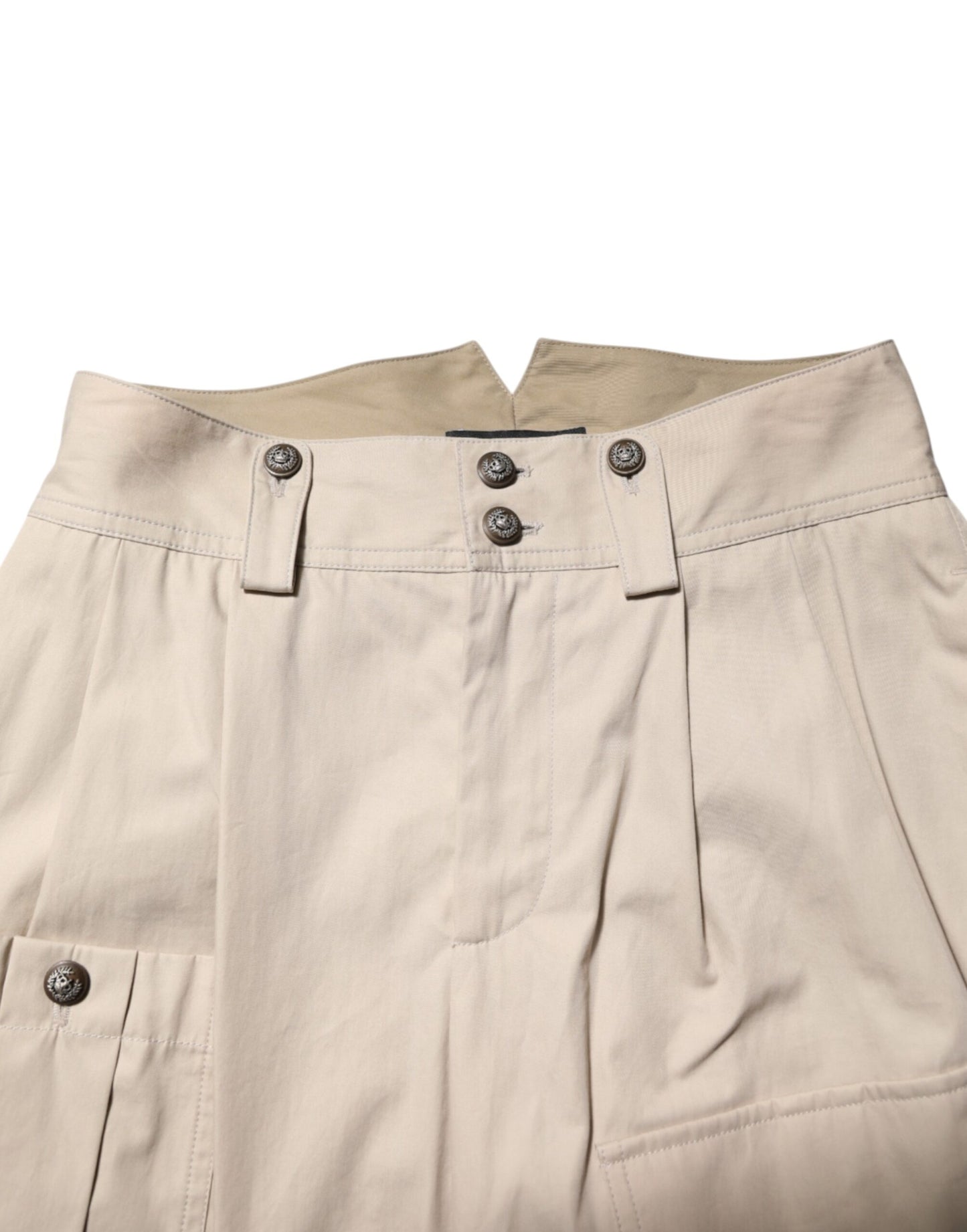 Dolce &amp; Gabbana Beige Cotton High Waisted Pants