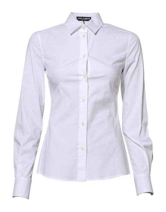 Dolce &amp; Gabbana White Cotton Long Sleeves Collared Shirt Top