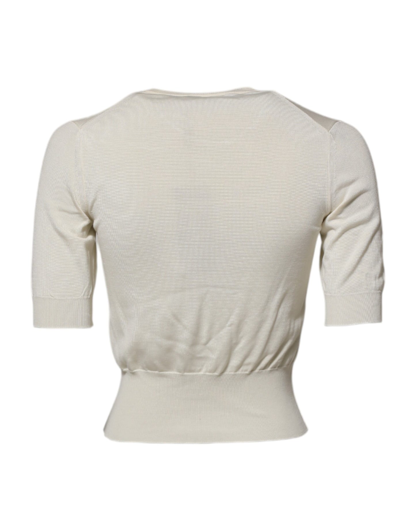 Dolce &amp; Gabbana White Silk Short Sleeves Blouse Pullover Top