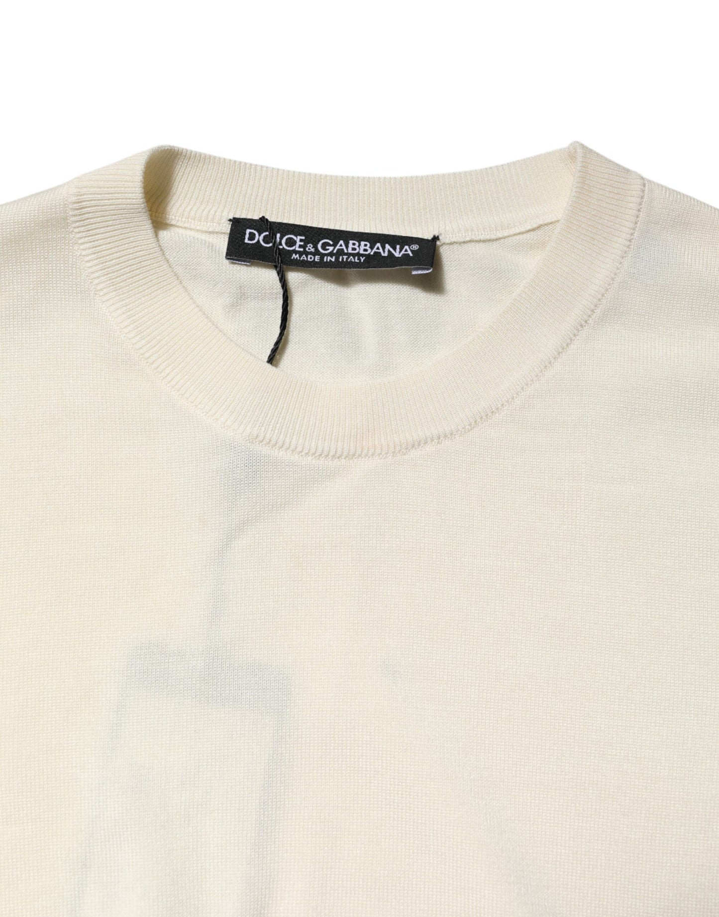 Dolce &amp; Gabbana White Silk Short Sleeves Blouse Pullover Top