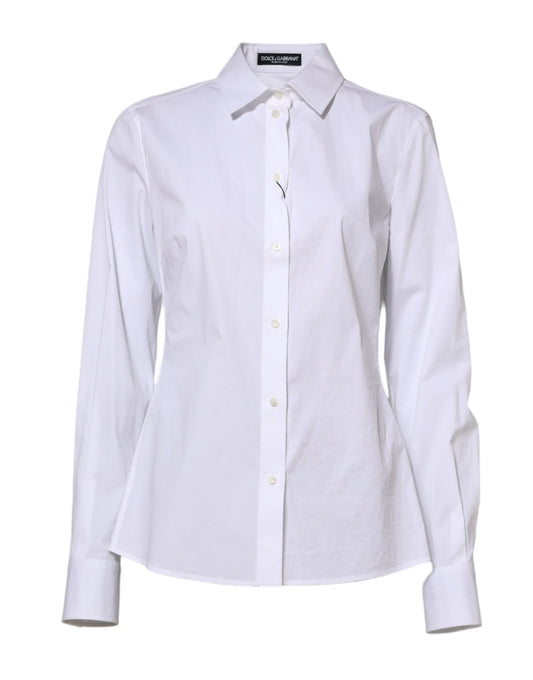 Dolce &amp; Gabbana White Cotton Long Sleeves Collared Shirt Top