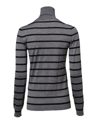 Dolce &amp; Gabbana Gray Floral Embroidery Pullover Sweater