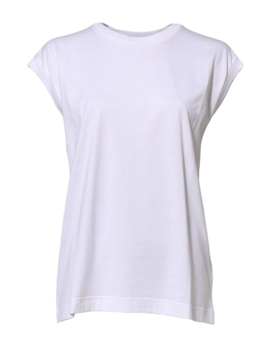 Dolce &amp; Gabbana White Cotton Sleeveless Women Tank T-shirt