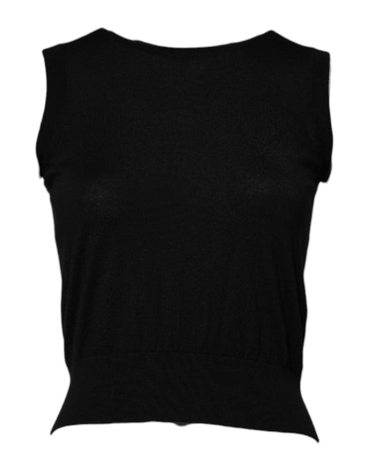 Dolce &amp; Gabbana Black Cashmere Sleeveless Women Tank T-shirt