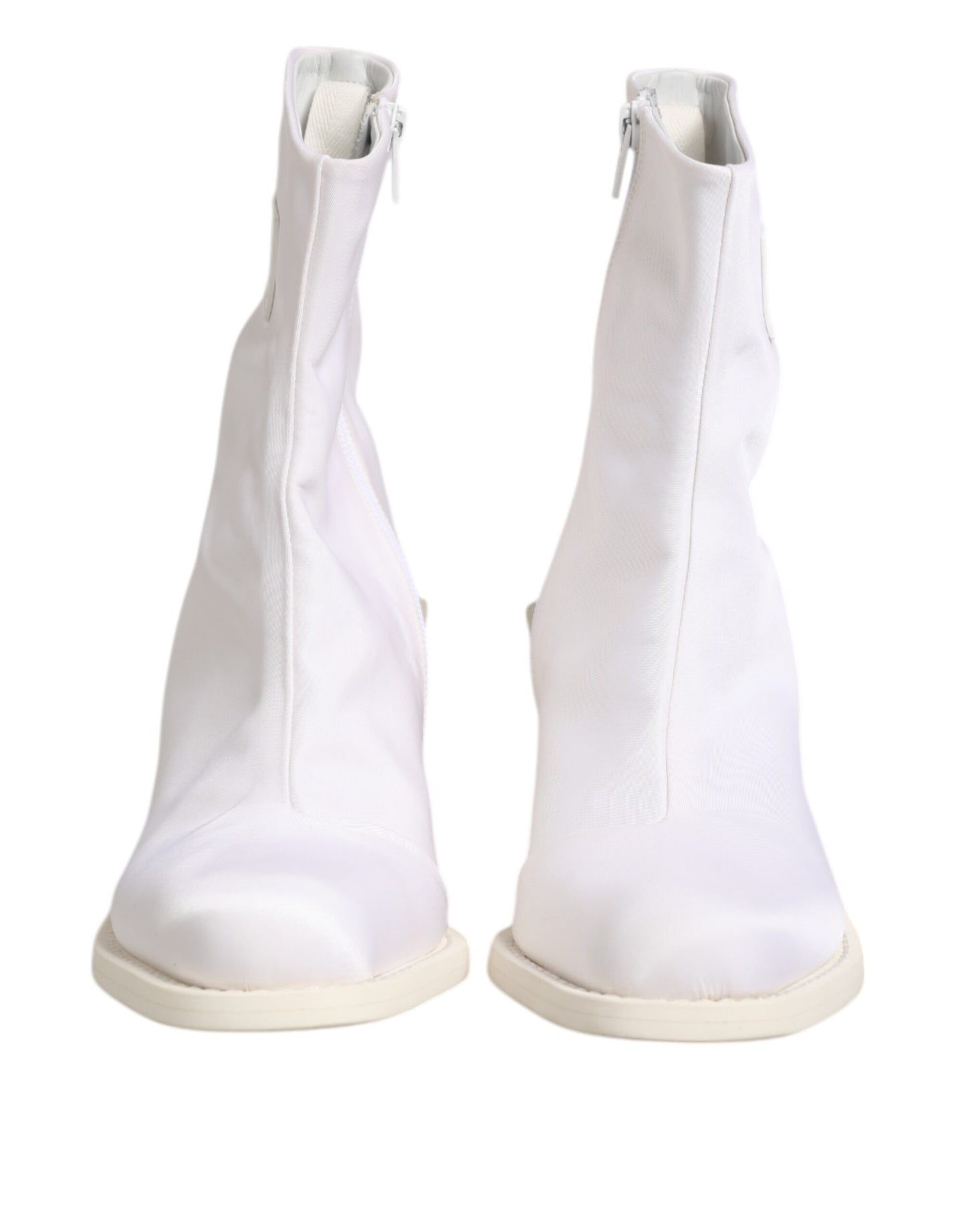 Maison Margiela White Square Heel Zip Ankle Boots Shoes by Maison Margiela