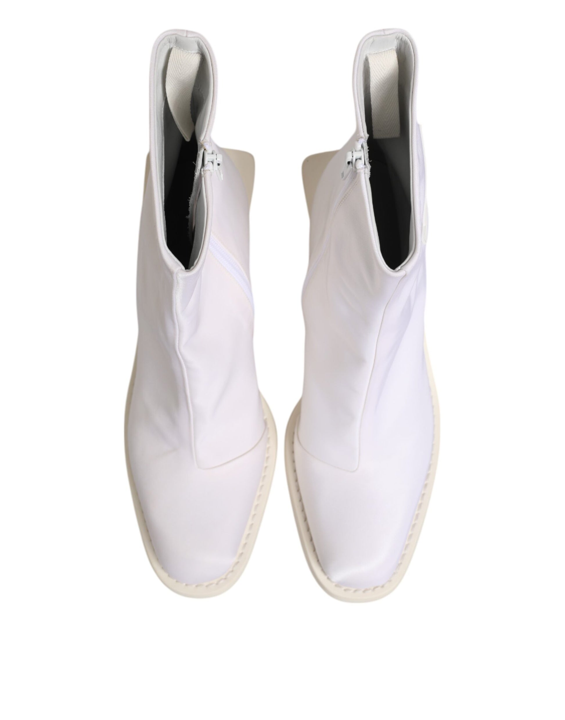 Maison Margiela White Square Heel Zip Ankle Boots Shoes by Maison Margiela