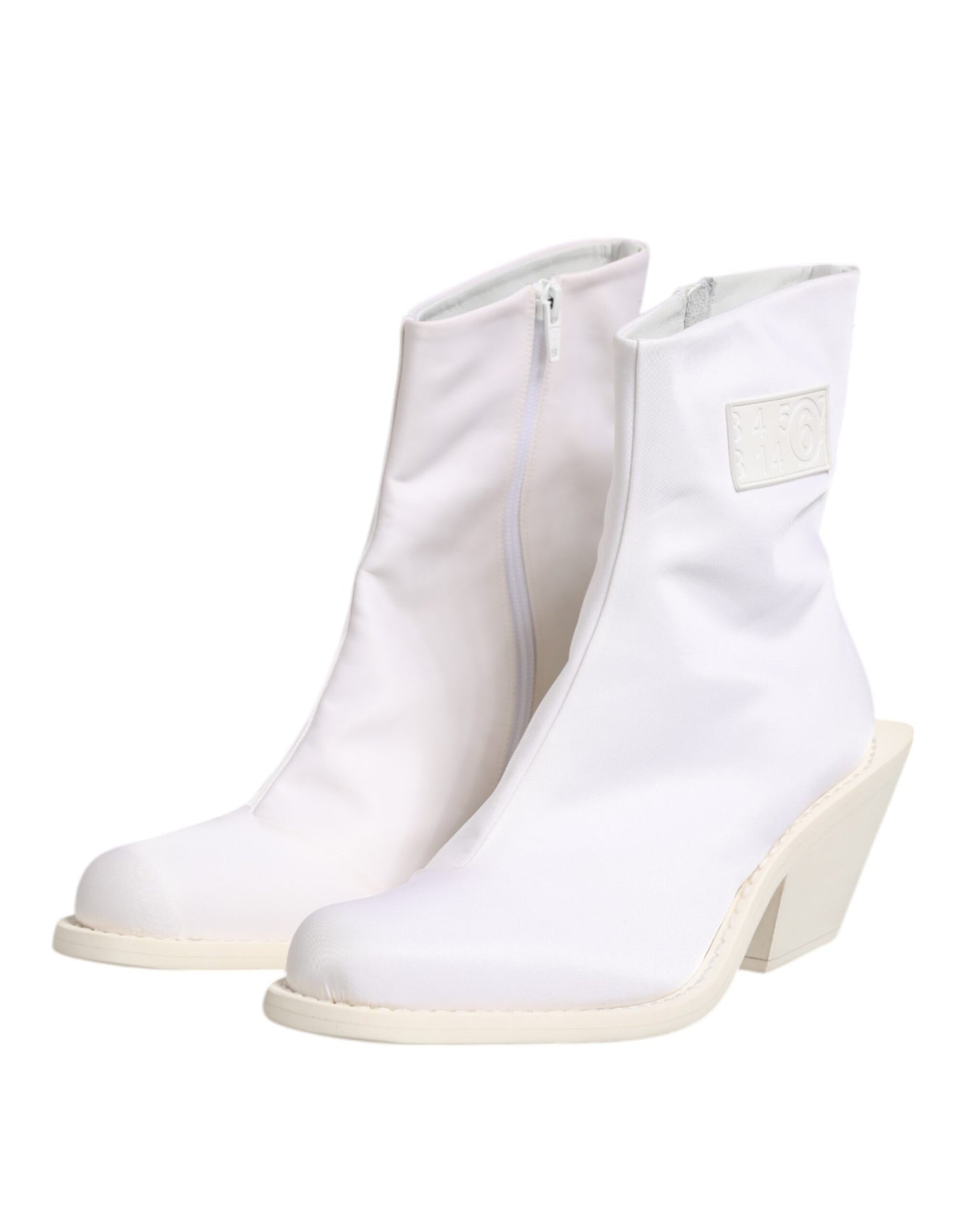 Maison Margiela White Square Heel Zip Ankle Boots Shoes by Maison Margiela