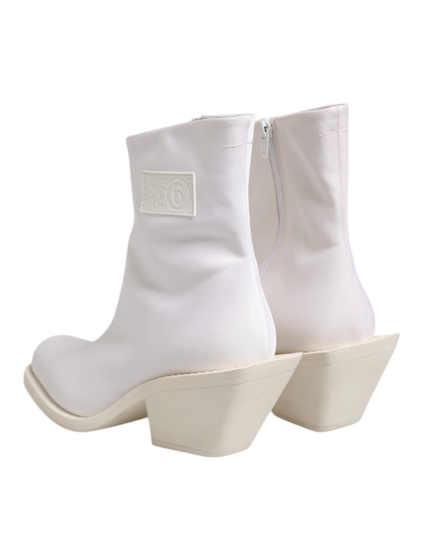 Maison Margiela White Square Heel Zip Ankle Boots Shoes by Maison Margiela