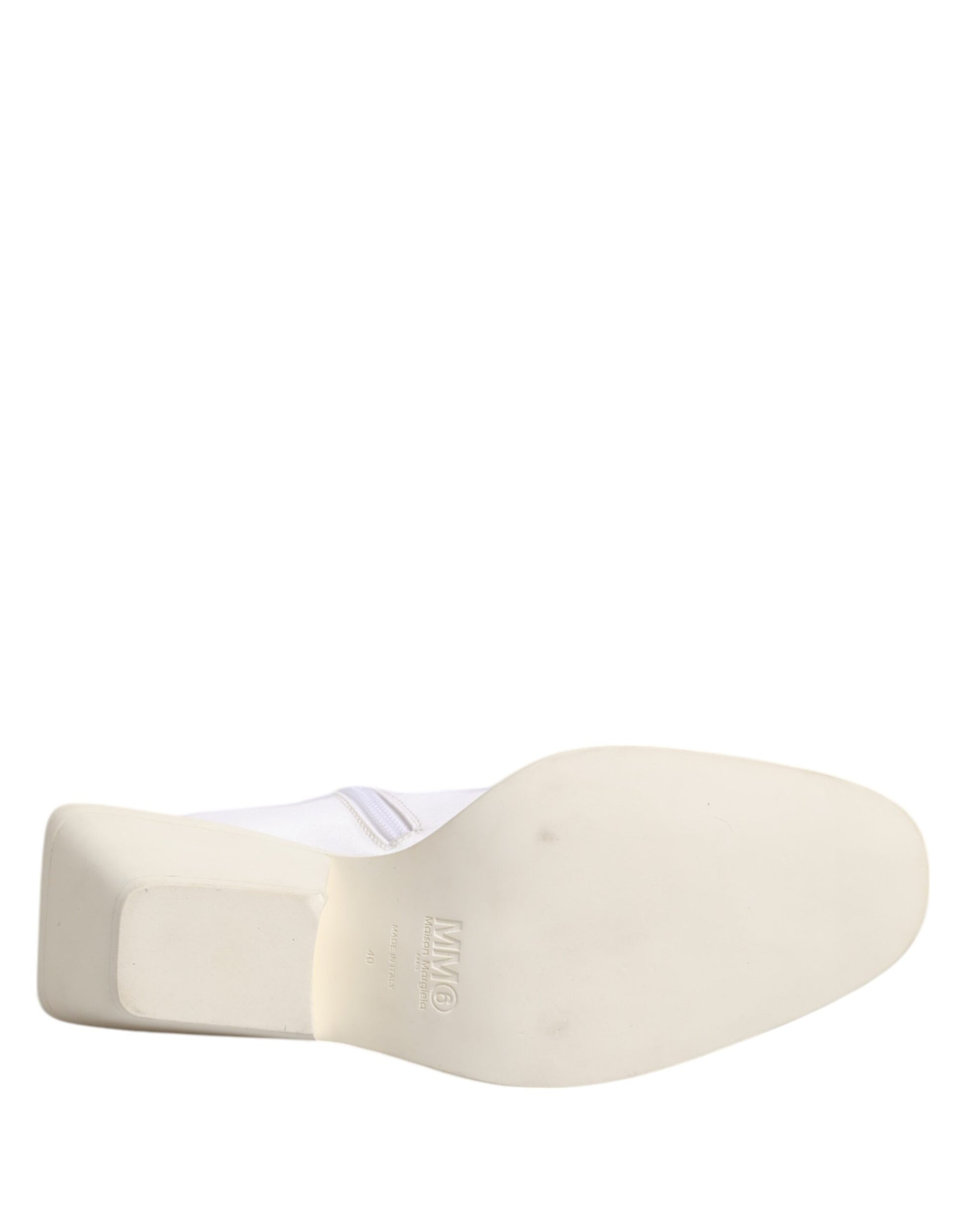 Maison Margiela White Square Heel Zip Ankle Boots Shoes by Maison Margiela