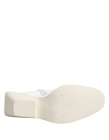 Maison Margiela White Square Heel Zip Ankle Boots Shoes by Maison Margiela