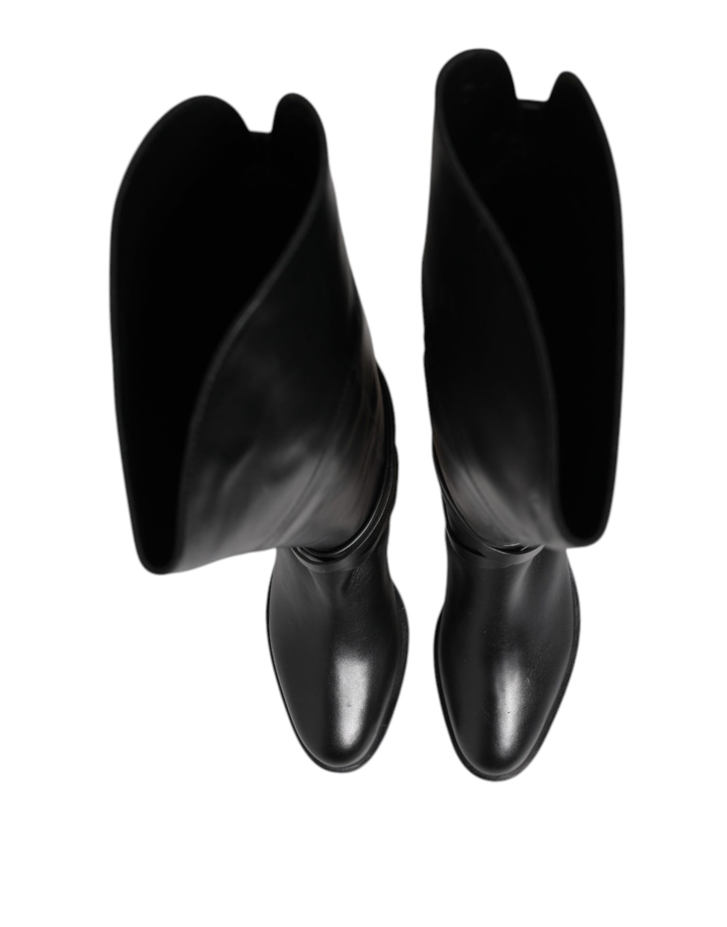 Elisabetta Franchi Black Leather Buckled High Boots Shoes by Elisabetta Franchi