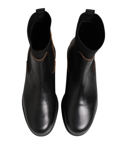 Sacai Black Chelsea Leather Pull On Women Ankle Boots Shoes by Sacai