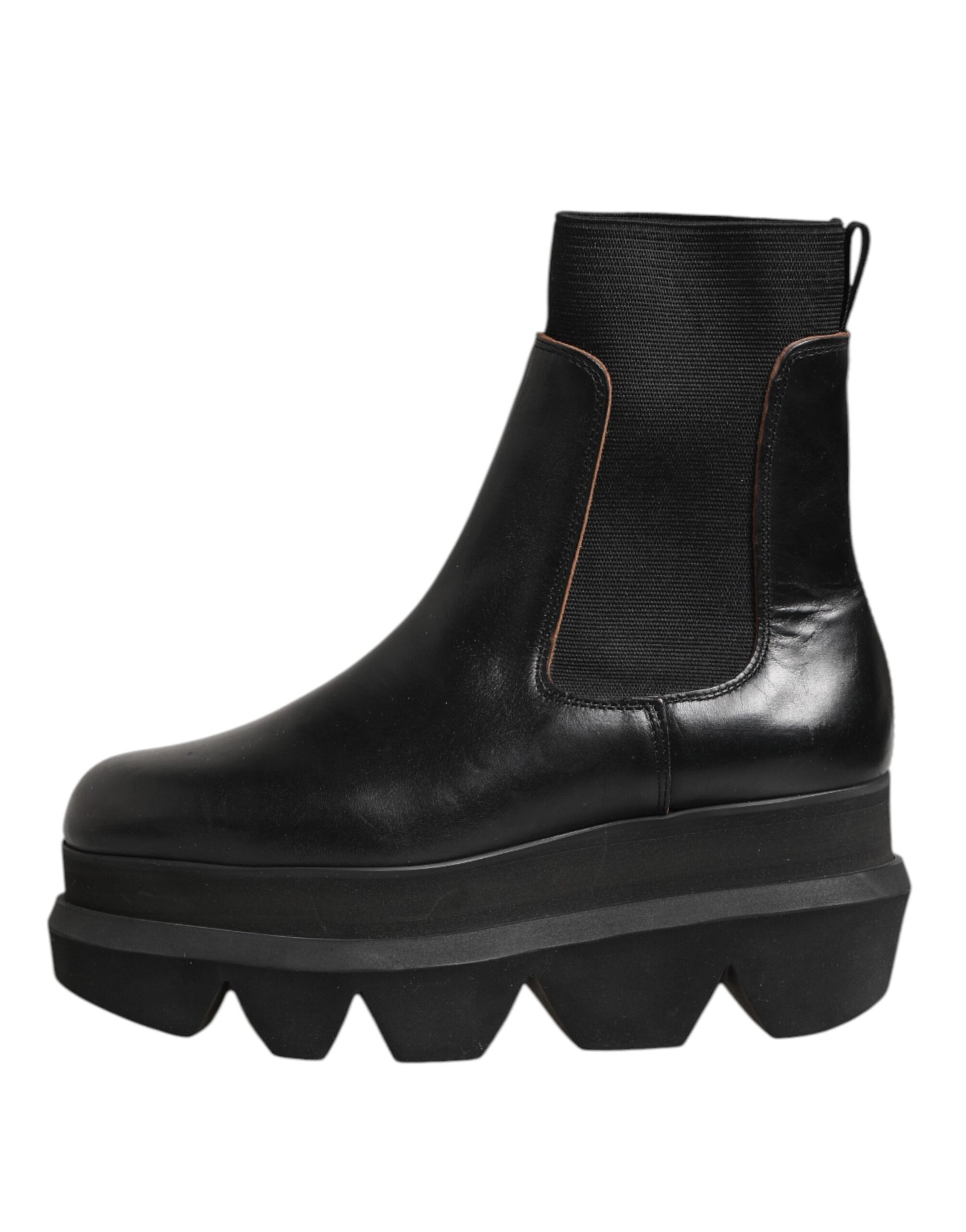 Sacai Black Chelsea Leather Pull On Women Ankle Boots Shoes by Sacai