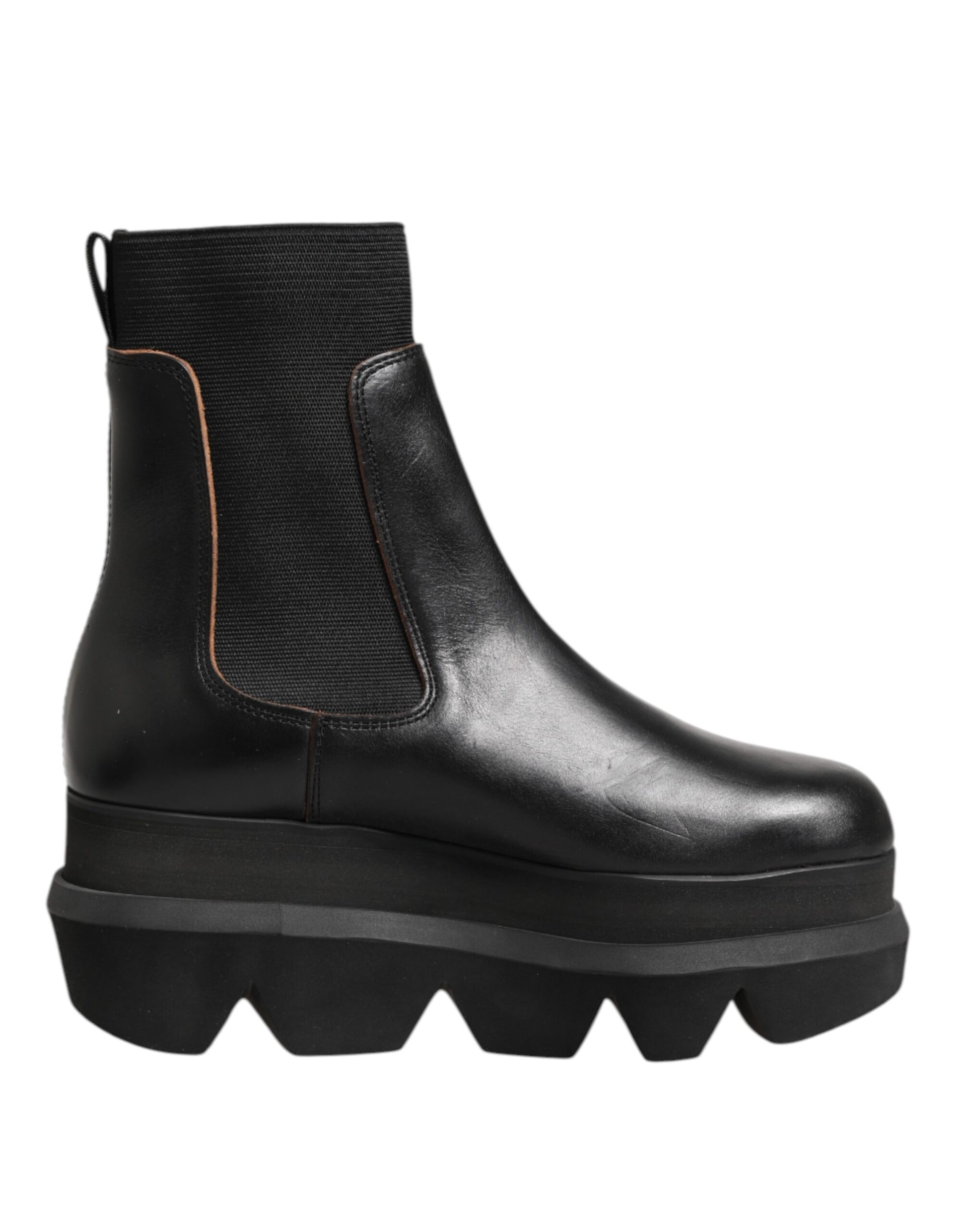 Sacai Black Chelsea Leather Pull On Women Ankle Boots Shoes by Sacai