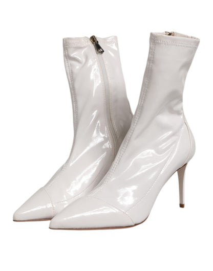 Elisabetta Franchi White Stiletto Heels Mid Calf Boots Shoes by Elisabetta Franchi