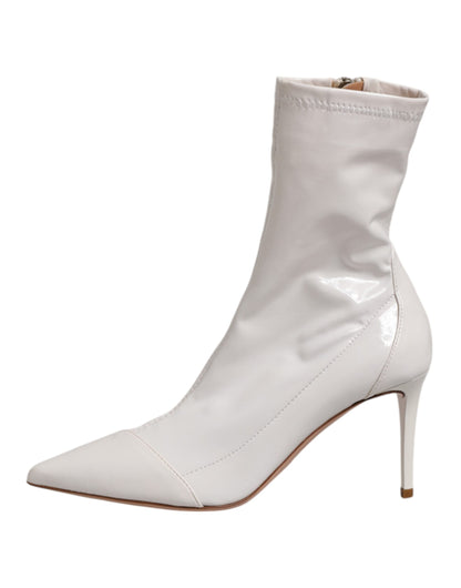 Elisabetta Franchi White Stiletto Heels Mid Calf Boots Shoes by Elisabetta Franchi