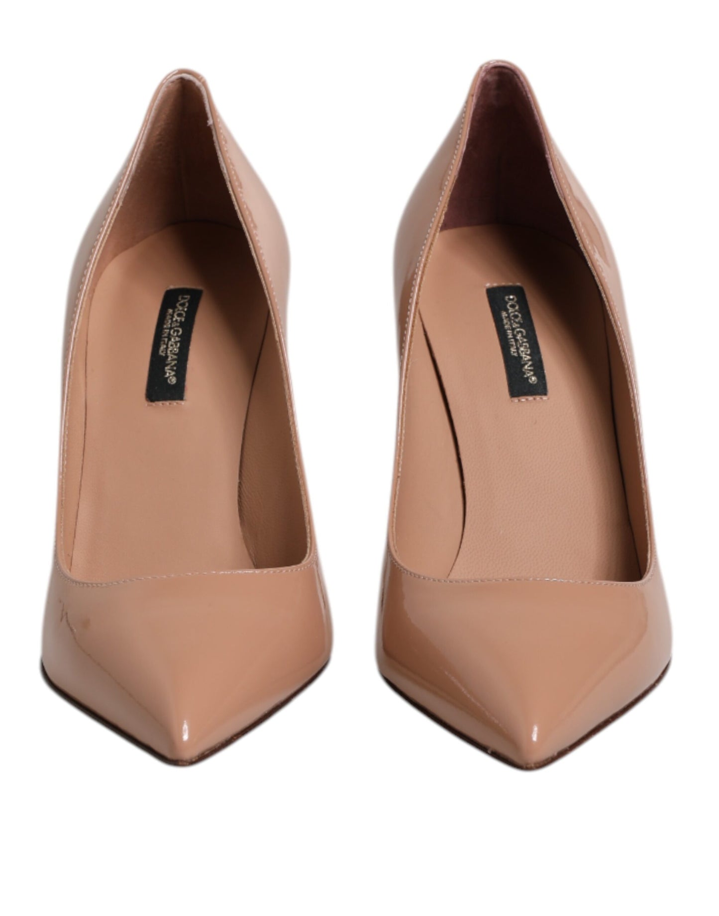 Dolce &amp; Gabbana Beige Patent Leather Stiletto Heel Pump Shoes