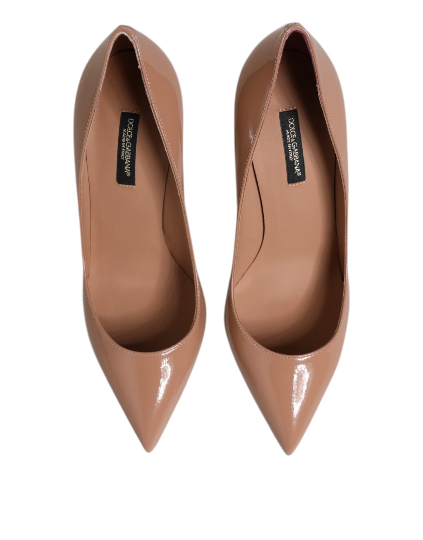 Dolce &amp; Gabbana Beige Patent Leather Stiletto Heel Pump Shoes
