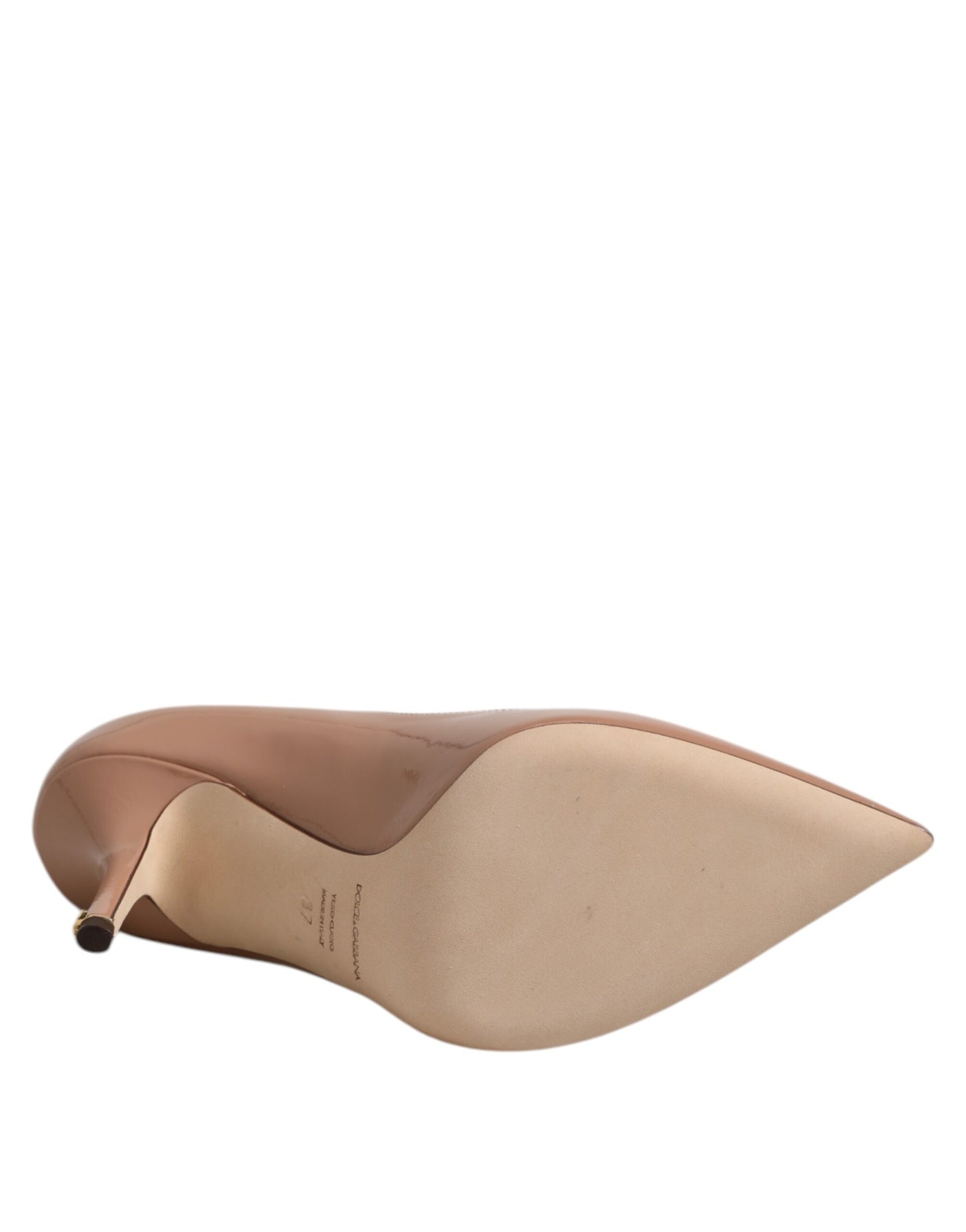 Dolce &amp; Gabbana Beige Patent Leather Stiletto Heel Pump Shoes
