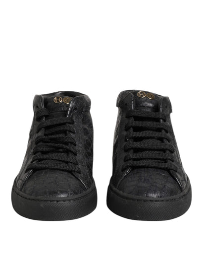 HIDE & JACK Black Leather Lace Up Mid Top Sneakers Shoes by HIDE & JACK