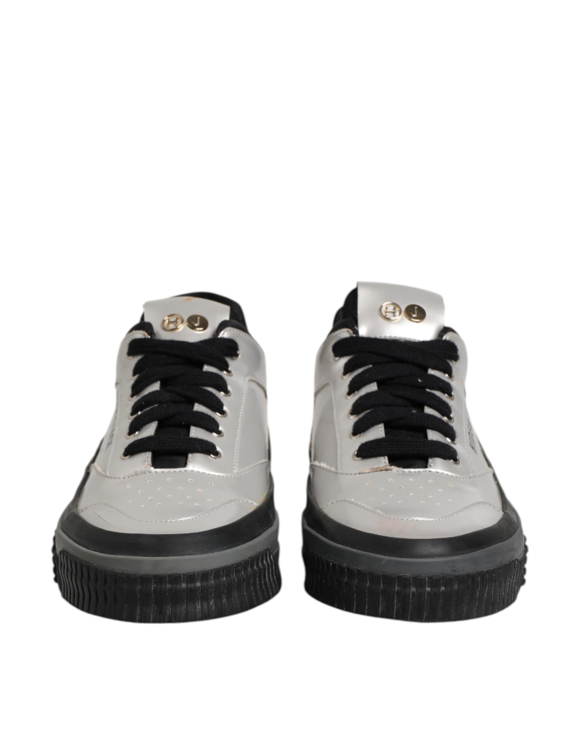 HIDE & JACK Silver Leather Lace Up Low Top Sneakers Shoes by HIDE & JACK