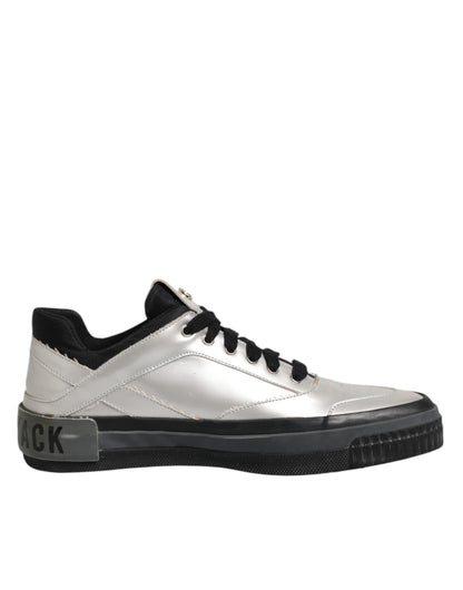 HIDE & JACK Silver Leather Lace Up Low Top Sneakers Shoes by HIDE & JACK