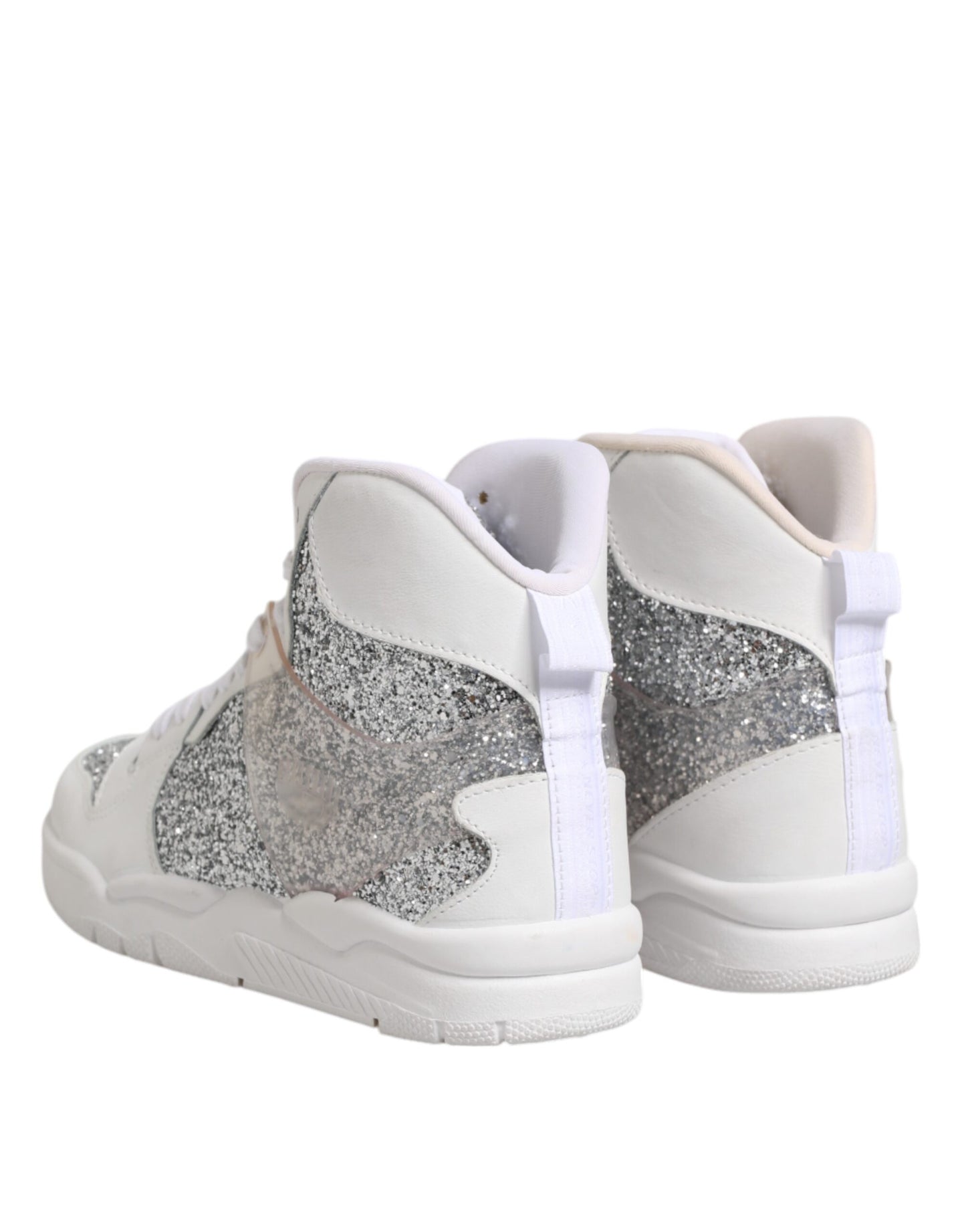 Chiara Ferragni White Silver High Top Women Sneakers Shoes by Chiara Ferragni