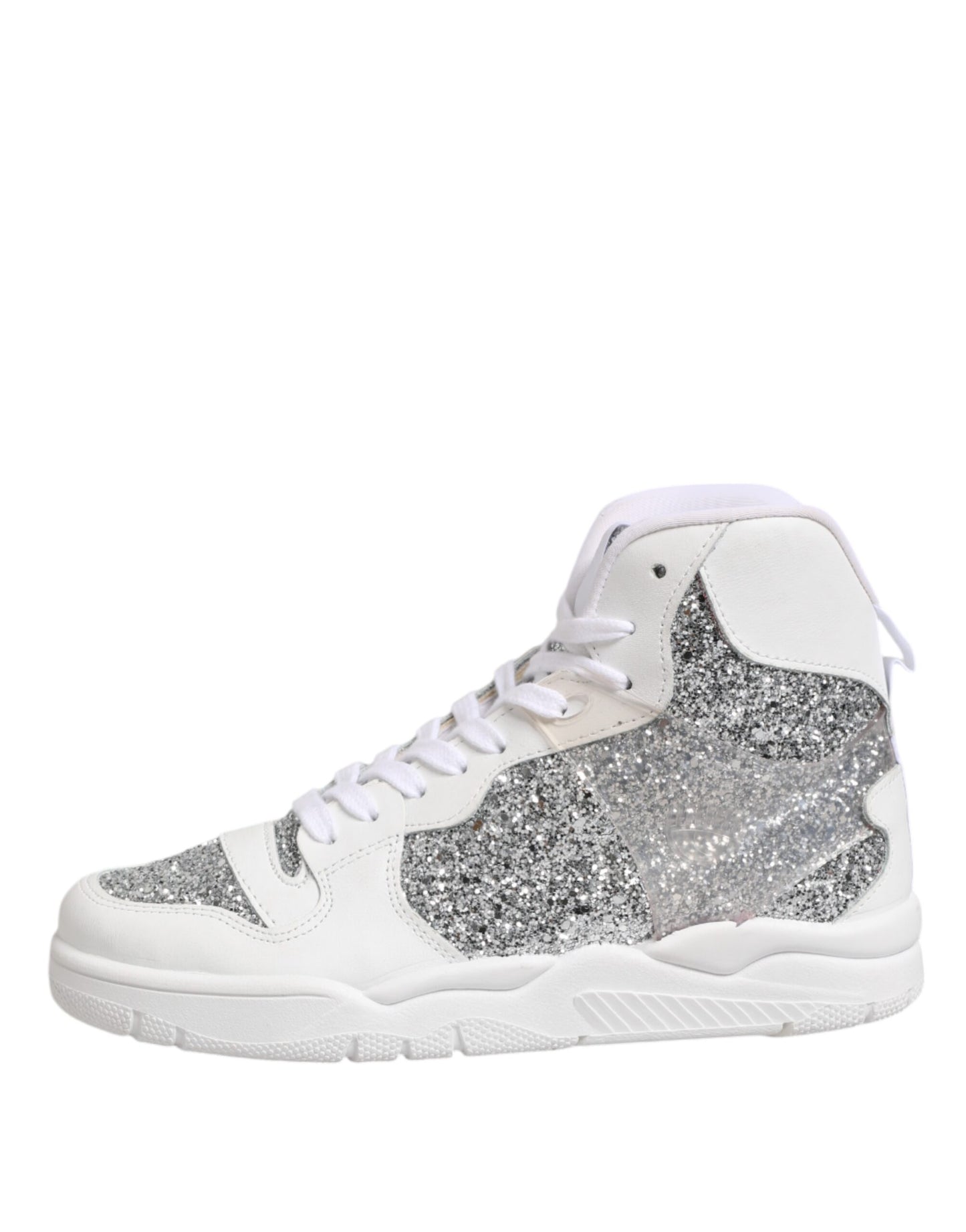 Chiara Ferragni White Silver High Top Women Sneakers Shoes by Chiara Ferragni