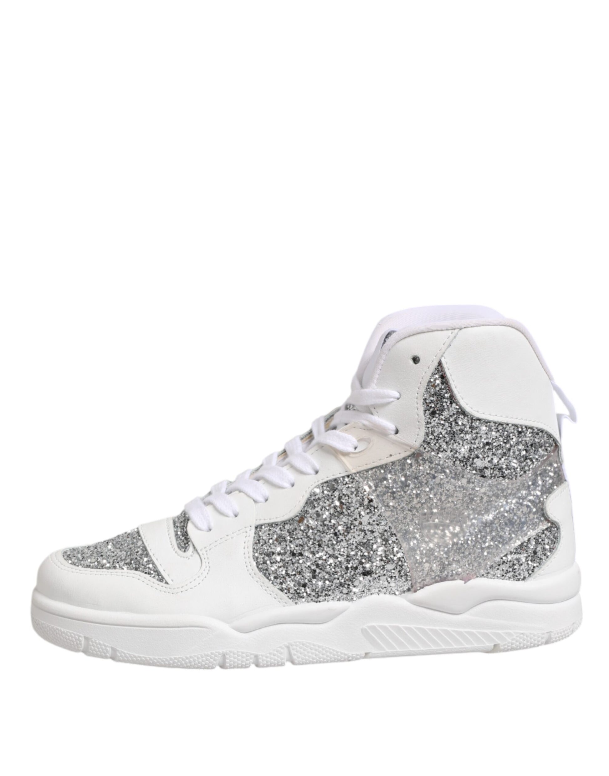Chiara Ferragni White Silver High Top Women Sneakers Shoes by Chiara Ferragni