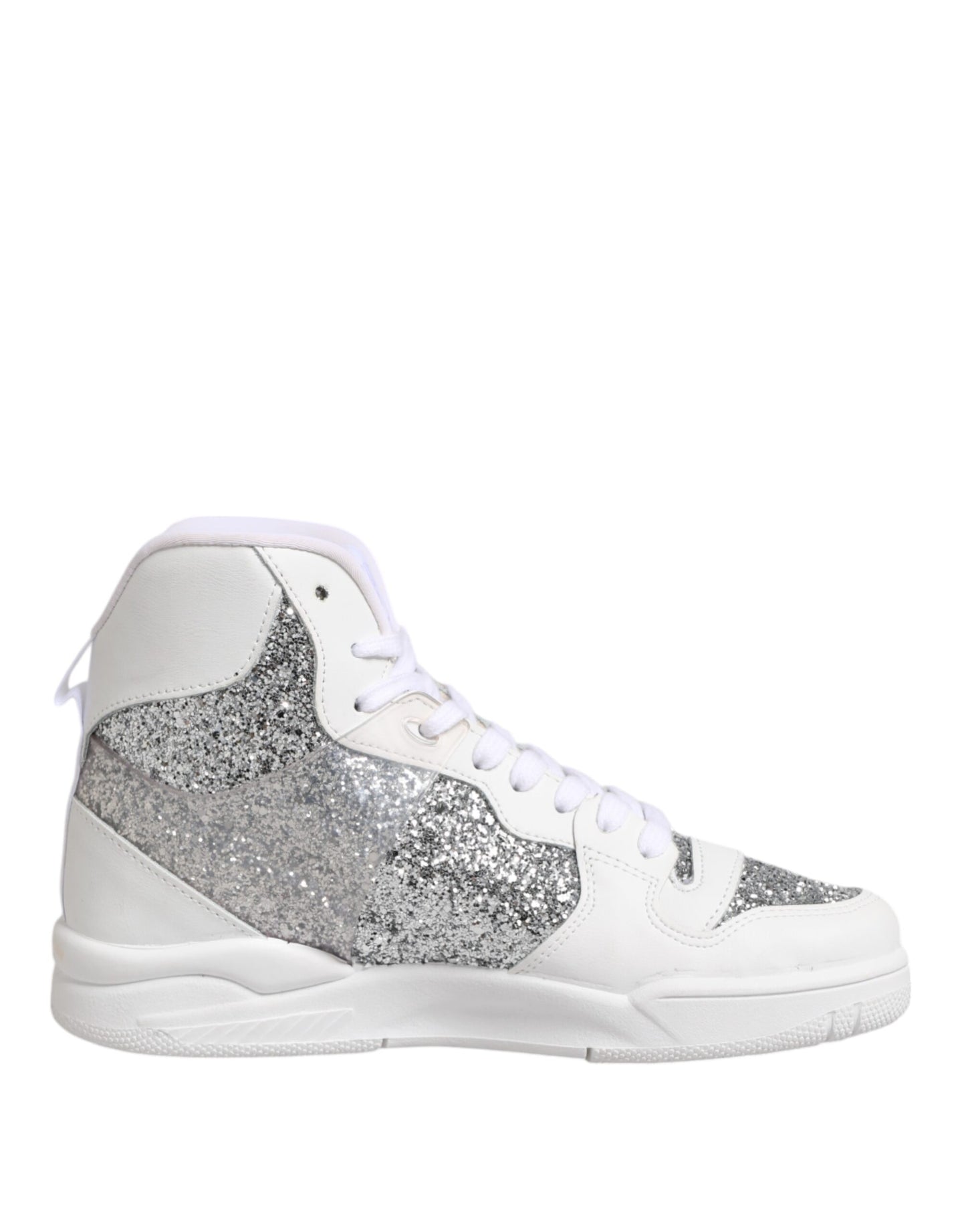 Chiara Ferragni White Silver High Top Women Sneakers Shoes by Chiara Ferragni