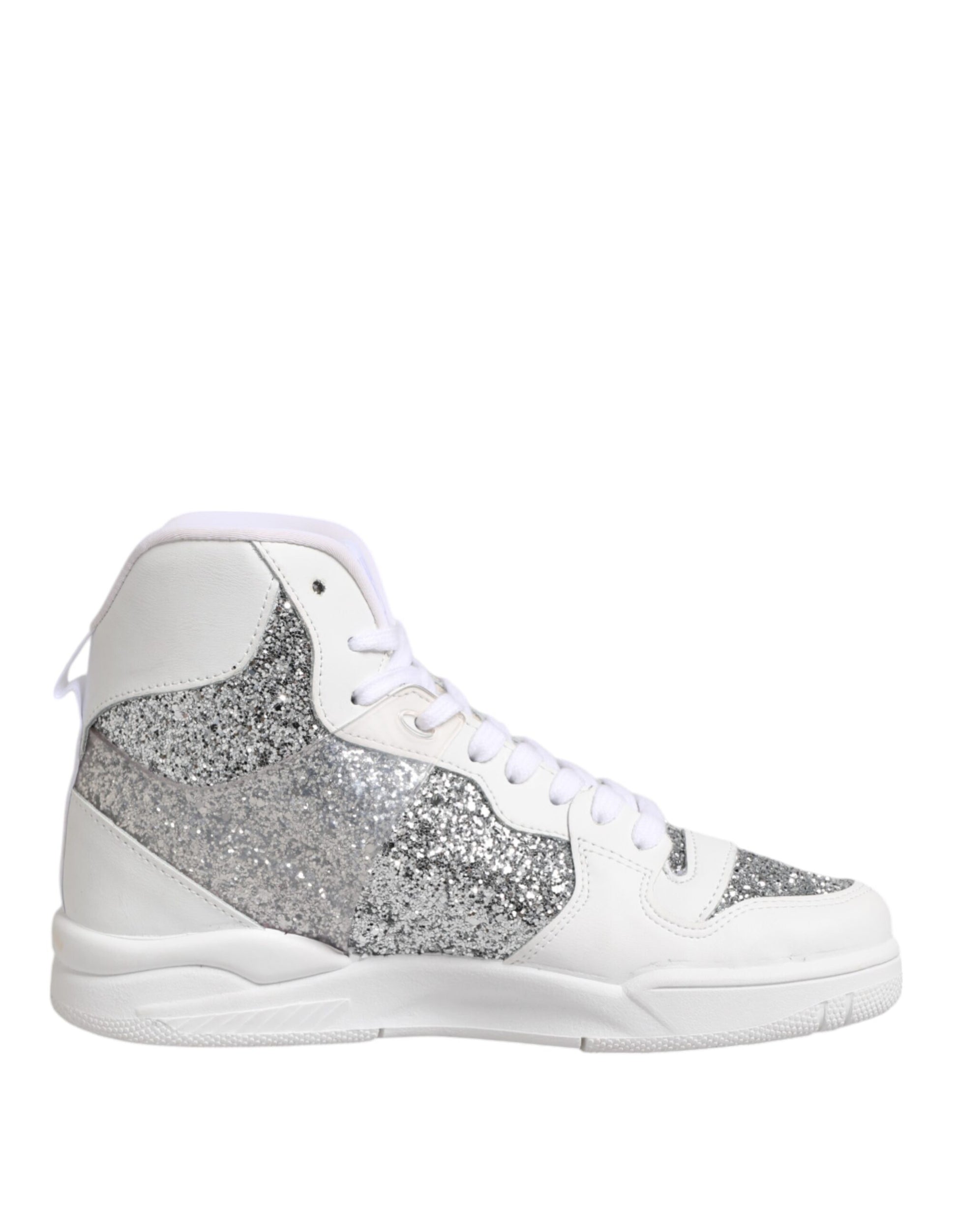Chiara Ferragni White Silver High Top Women Sneakers Shoes by Chiara Ferragni