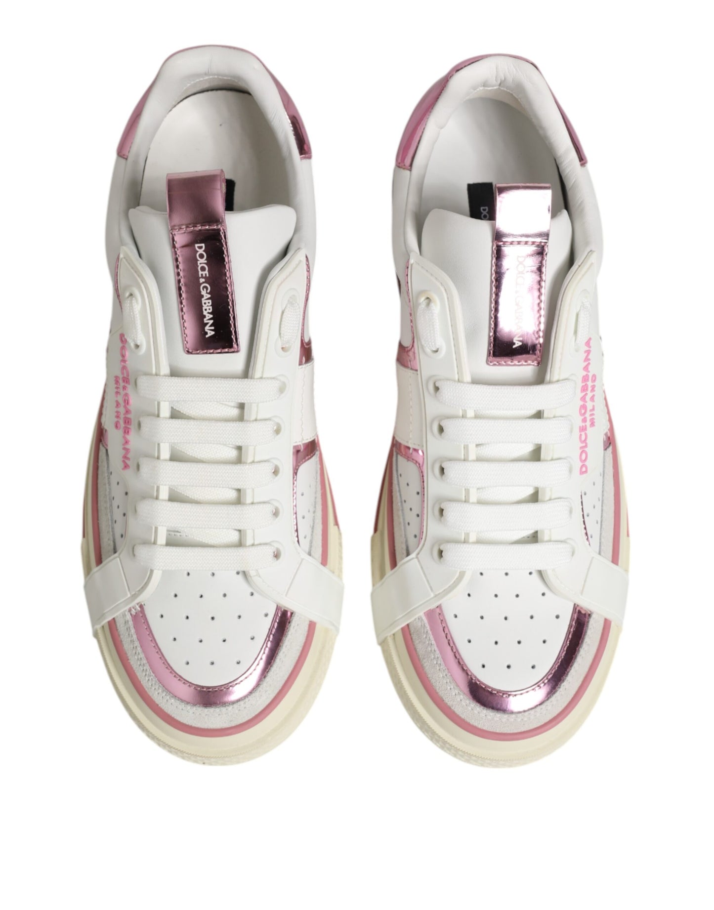 Dolce & Gabbana White Leather DG Logo Low Top Sneakers Shoes by Dolce & Gabbana