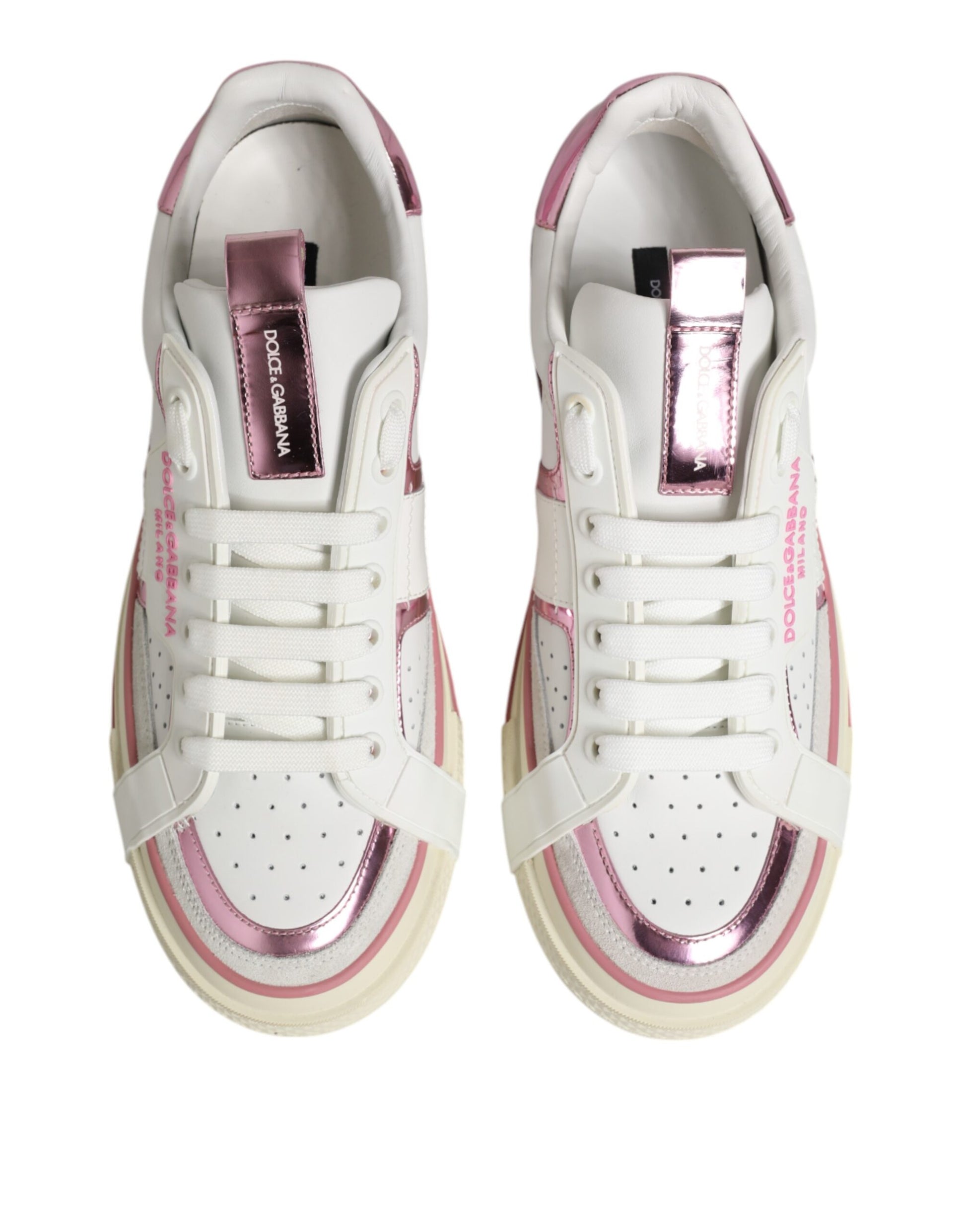 Dolce & Gabbana White Leather DG Logo Low Top Sneakers Shoes by Dolce & Gabbana
