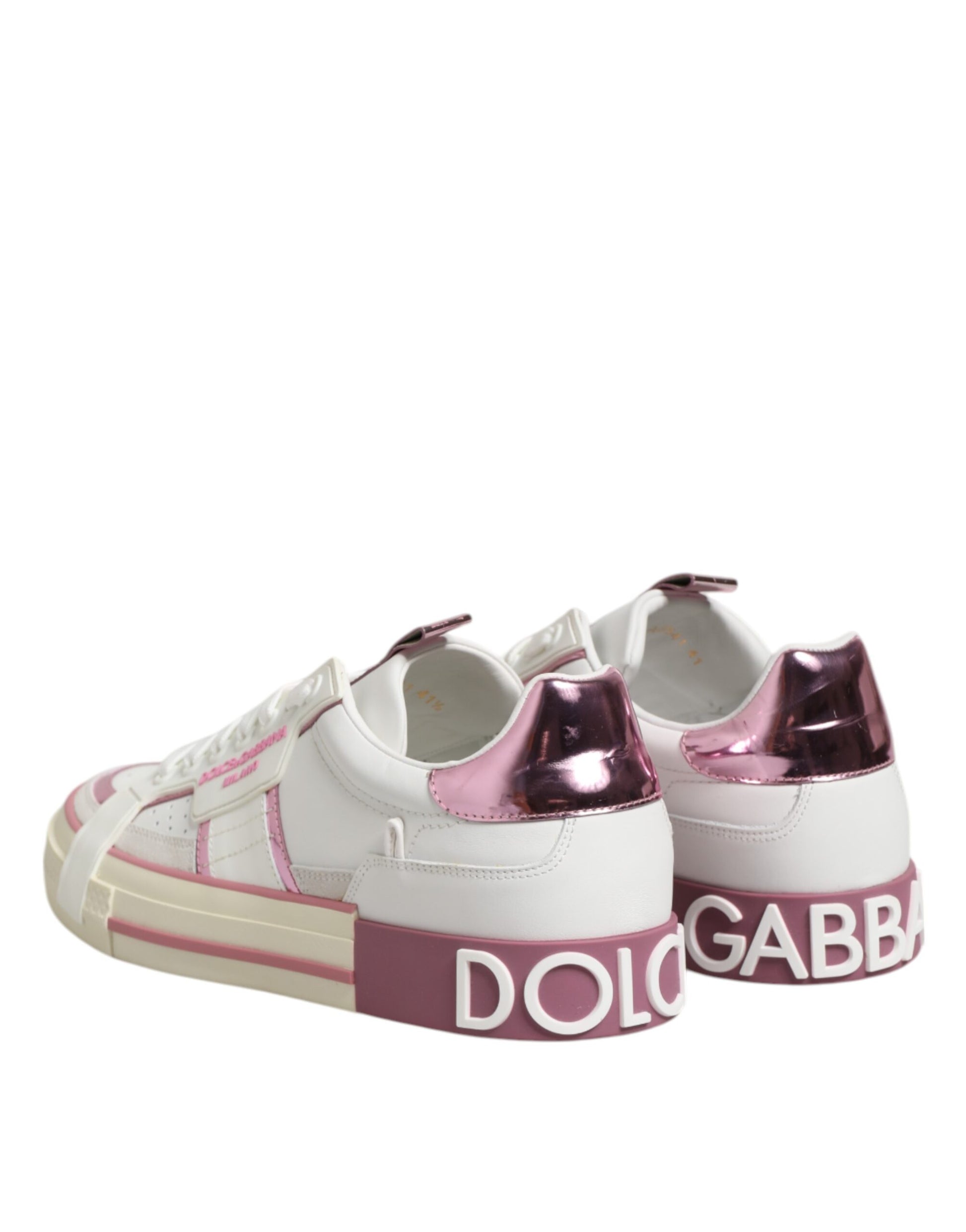 Dolce & Gabbana White Leather DG Logo Low Top Sneakers Shoes by Dolce & Gabbana