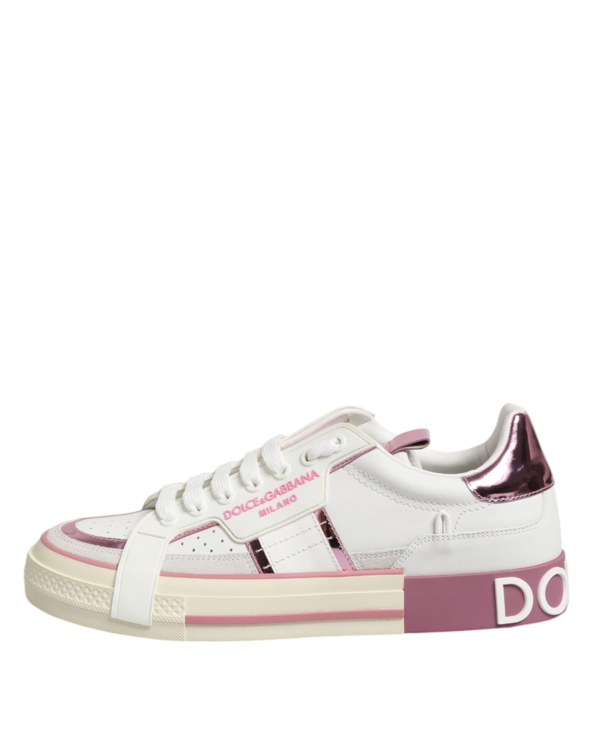 Dolce & Gabbana White Leather DG Logo Low Top Sneakers Shoes by Dolce & Gabbana