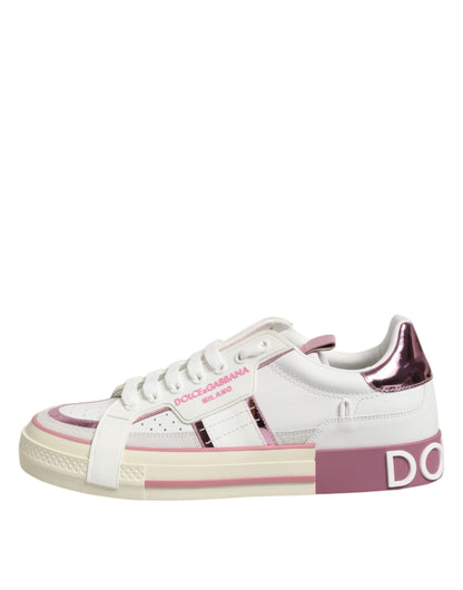 Dolce & Gabbana White Leather DG Logo Low Top Sneakers Shoes by Dolce & Gabbana