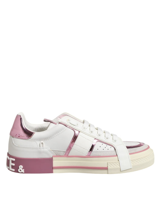 Dolce & Gabbana White Leather DG Logo Low Top Sneakers Shoes by Dolce & Gabbana